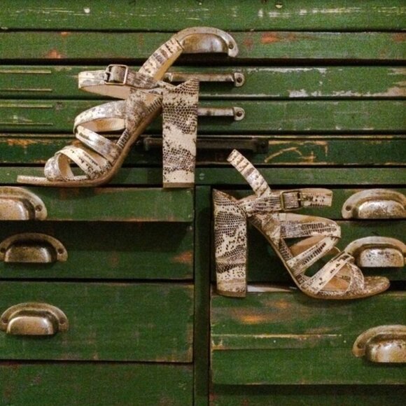 Paul Andrew Lotus Sandal in Cream Python